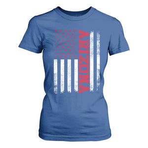 Arizona Pride T Shirt For Women Vintage American Flag Distressed Varsity Aesthetic Letters AZ State TS11 Royal Blue Print Your Wear