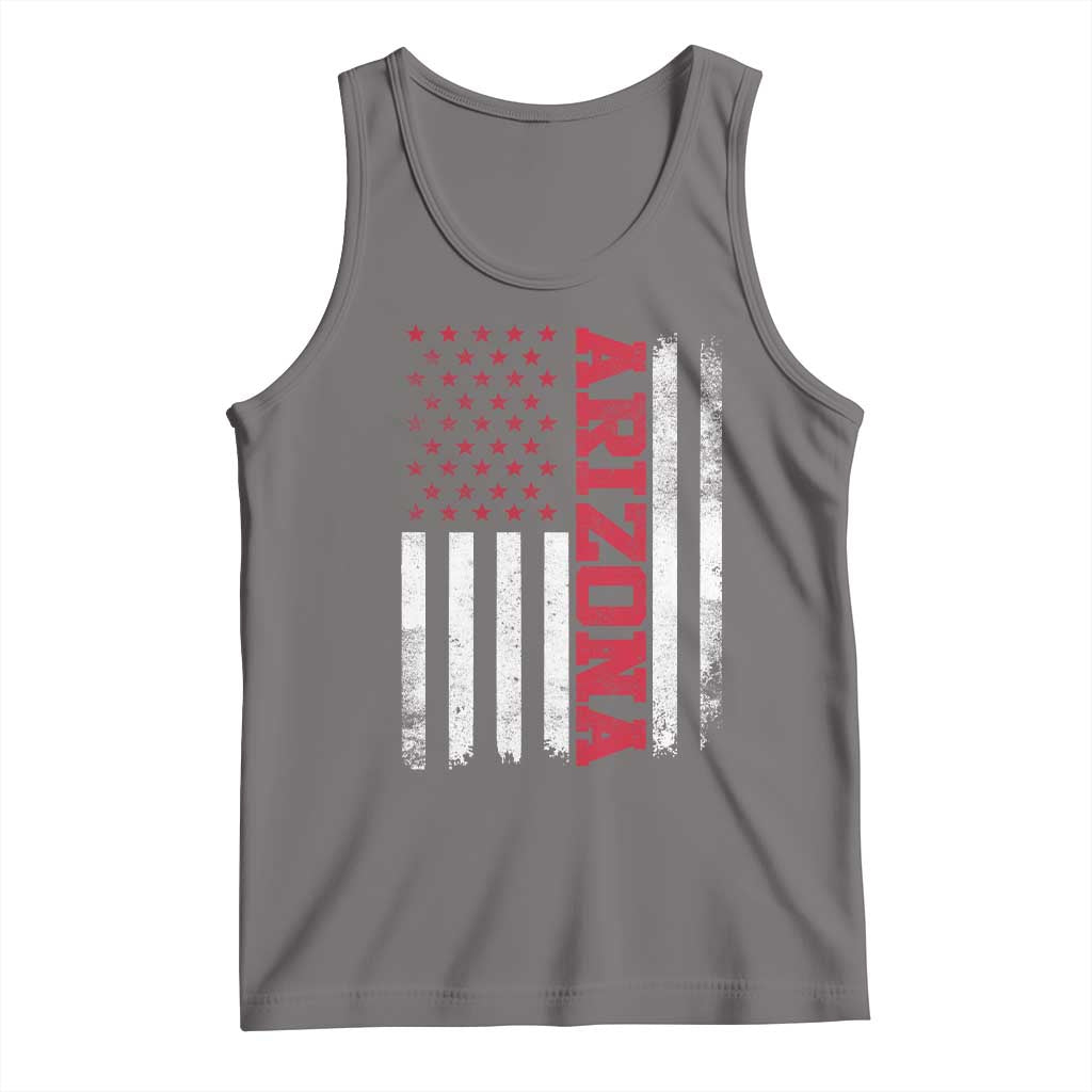 Arizona Pride Tank Top Vintage American Flag Distressed Varsity Aesthetic Letters AZ State TS11 Deep Heather Print Your Wear