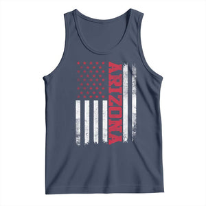 Arizona Pride Tank Top Vintage American Flag Distressed Varsity Aesthetic Letters AZ State TS11 Navy Print Your Wear