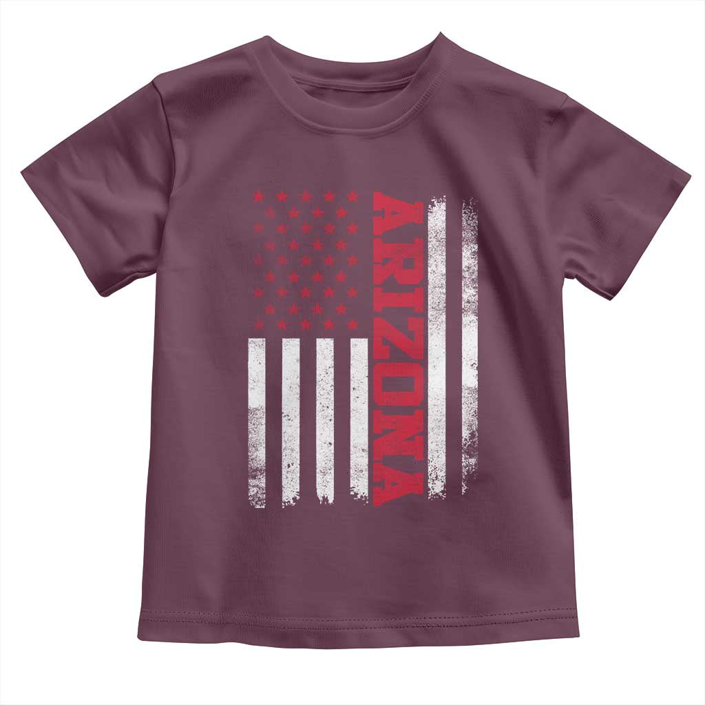 Arizona Pride Toddler T Shirt Vintage American Flag Distressed Varsity Aesthetic Letters AZ State TS11 Maroon Print Your Wear