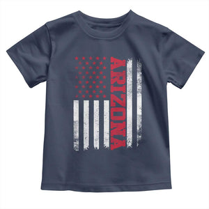 Arizona Pride Toddler T Shirt Vintage American Flag Distressed Varsity Aesthetic Letters AZ State TS11 Navy Print Your Wear