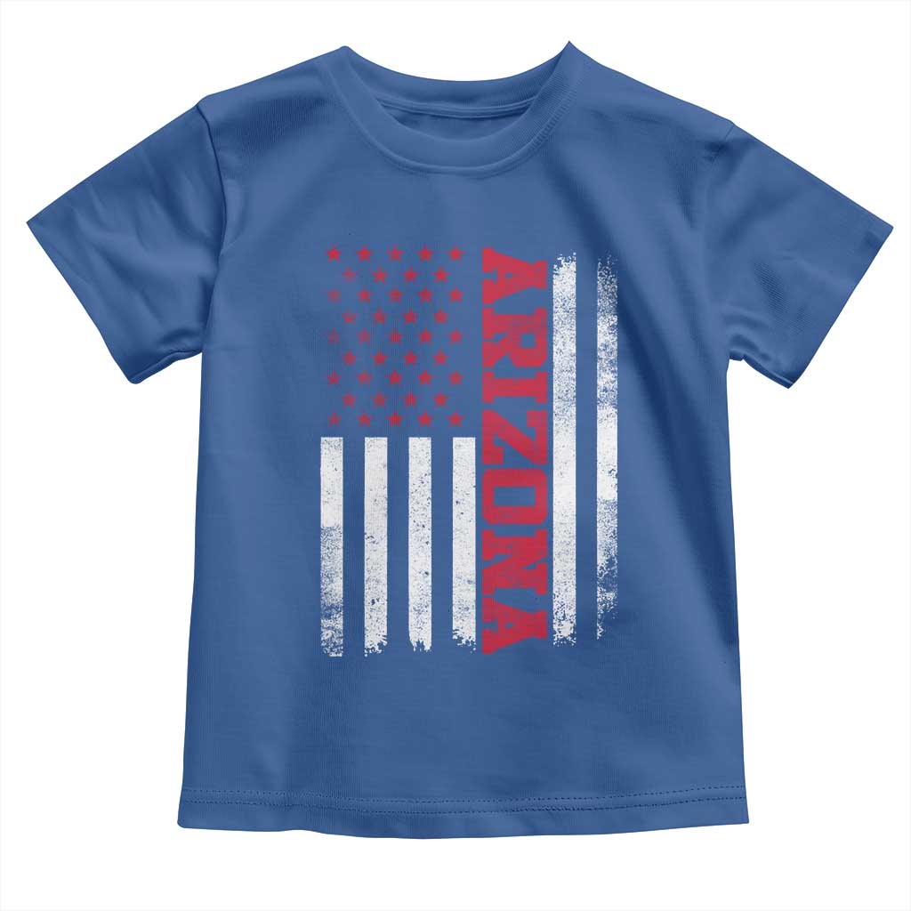 Arizona Pride Toddler T Shirt Vintage American Flag Distressed Varsity Aesthetic Letters AZ State TS11 Royal Blue Print Your Wear