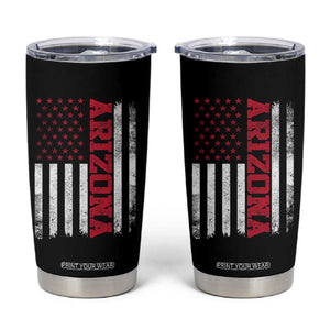 Arizona Pride Tumbler Cup Vintage American Flag Distressed Varsity Aesthetic Letters AZ State TS11 Black Print Your Wear