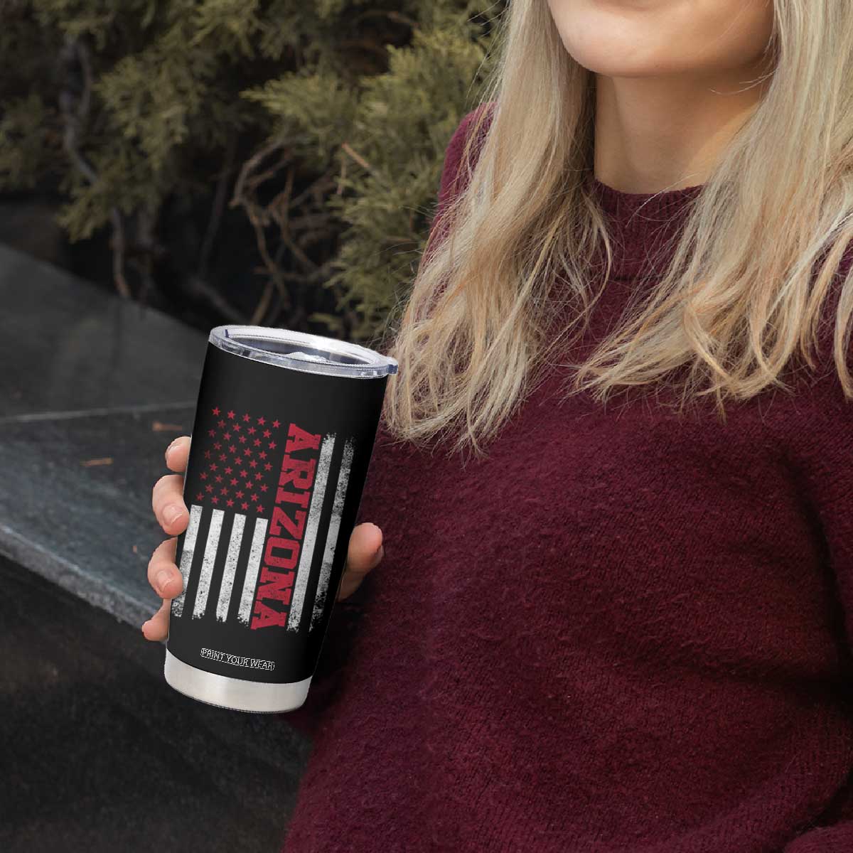 Arizona Pride Tumbler Cup Vintage American Flag Distressed Varsity Aesthetic Letters AZ State TS11 Print Your Wear