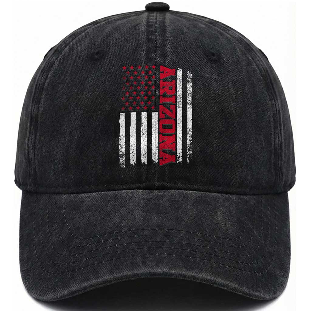 Arizona Pride Washed Cotton Baseball Cap Vintage American Flag Distressed Varsity Aesthetic Letters AZ State TS11 Print Your Wear