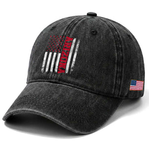 Arizona Pride Washed Cotton Baseball Cap Vintage American Flag Distressed Varsity Aesthetic Letters AZ State TS11 Print Your Wear