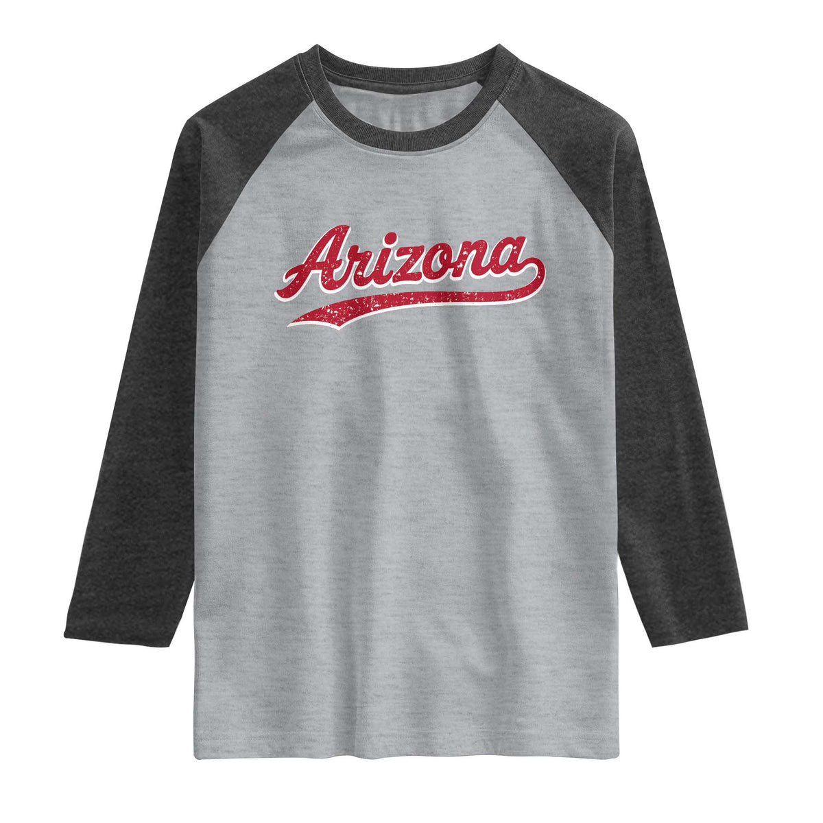 Arizona Varsity Script Classic Sports Jersey Style Raglan Shirt TS11 Heather Gray Heather Charcoal Print Your Wear