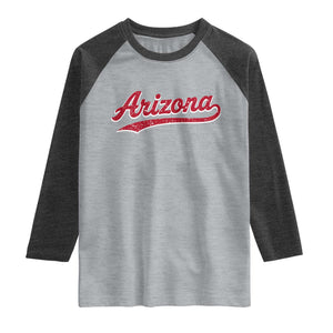 Arizona Varsity Script Classic Sports Jersey Style Raglan Shirt TS11 Heather Gray Heather Charcoal Print Your Wear