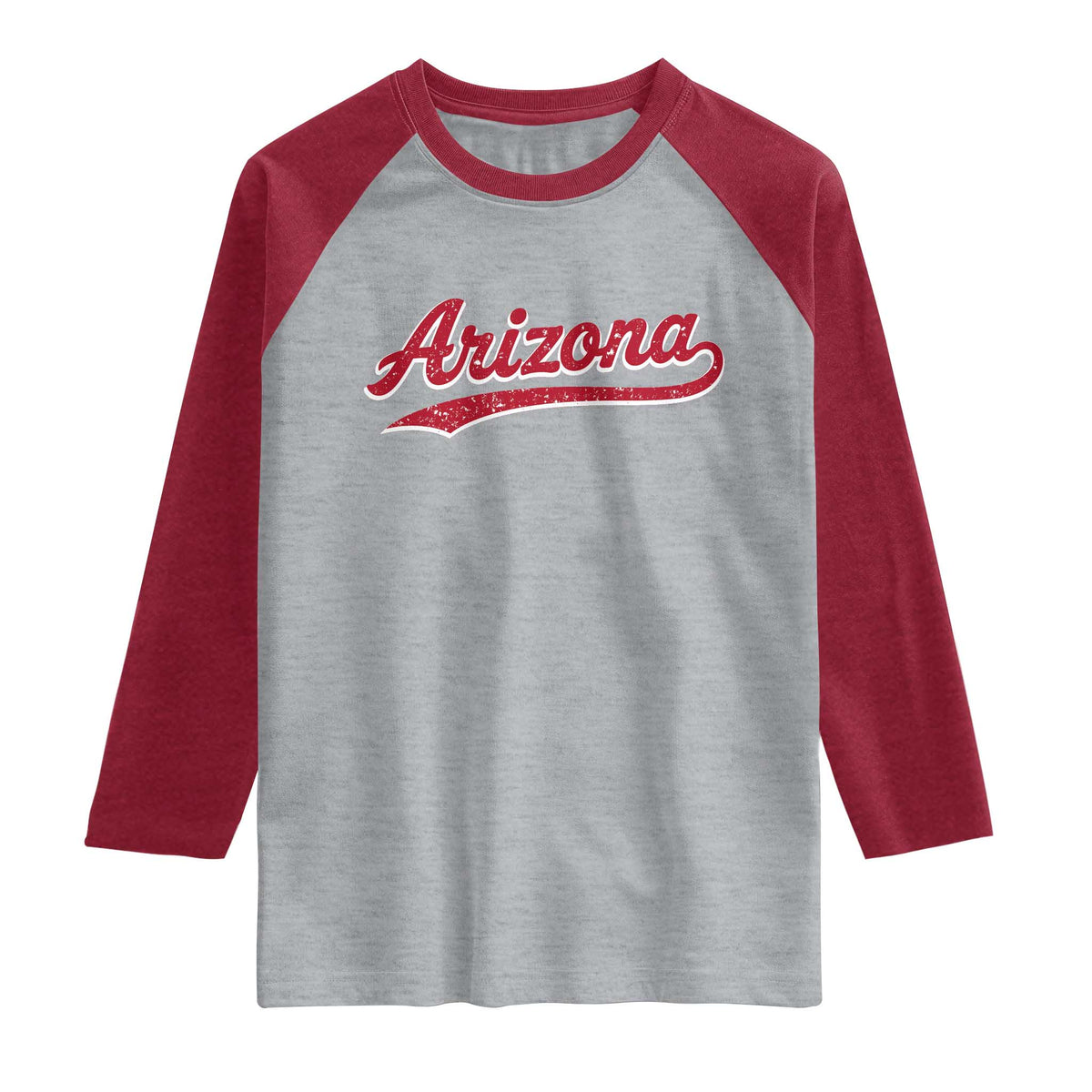 Arizona Varsity Script Classic Sports Jersey Style Raglan Shirt TS11 Heather Gray Heather Red Print Your Wear