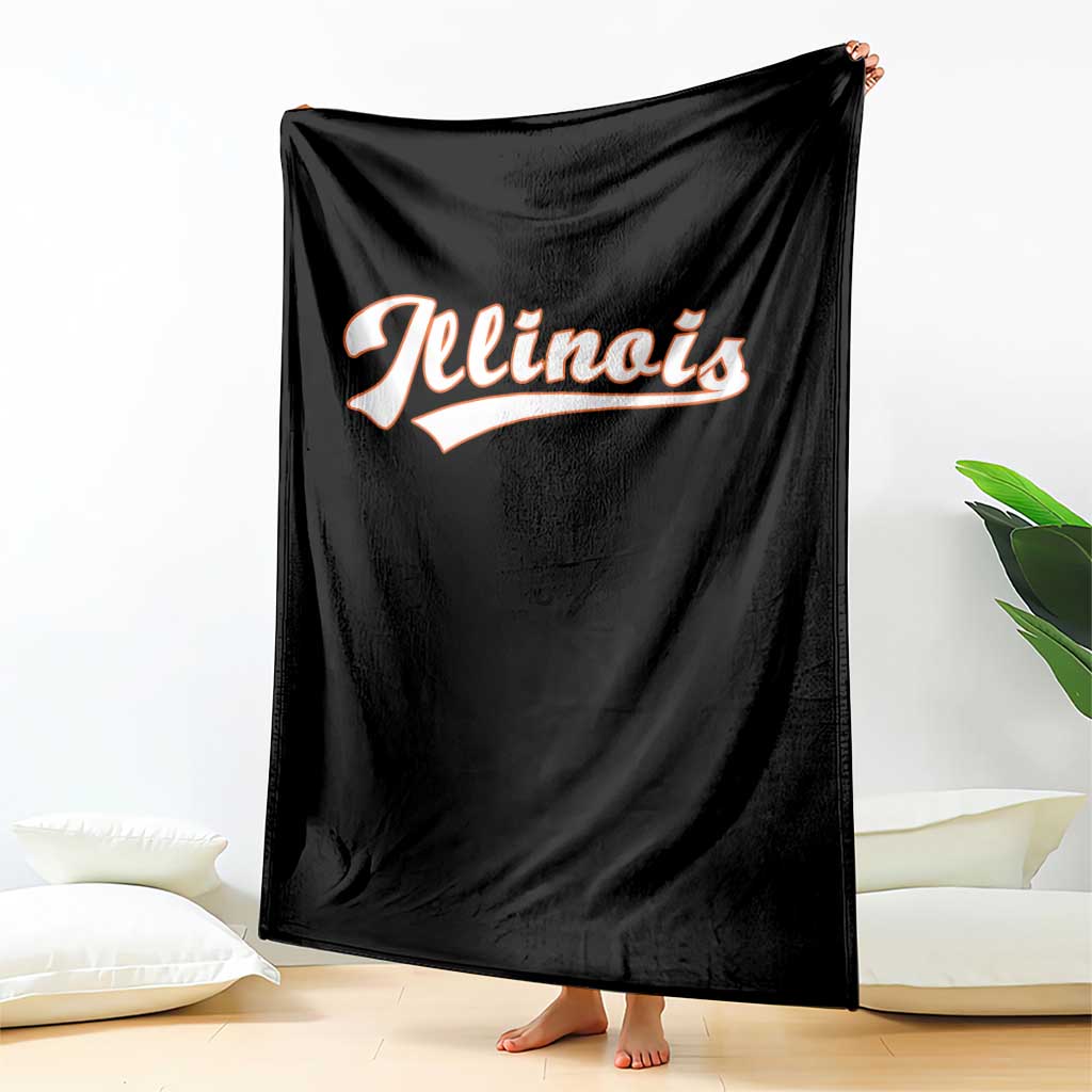 Illinois Vintage Orange Varsity Script Text Classic Sports Jersey Style Throw Blanket TS11 Print Your Wear