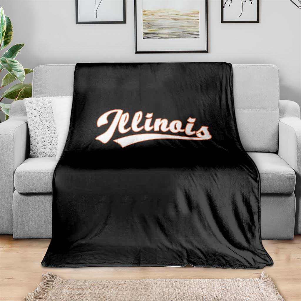 Illinois Vintage Orange Varsity Script Text Classic Sports Jersey Style Throw Blanket TS11 Print Your Wear