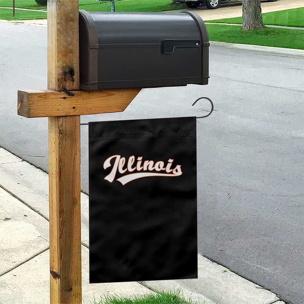 Illinois Vintage Orange Varsity Script Text Classic Sports Jersey Style Garden Flag TS11 Print Your Wear