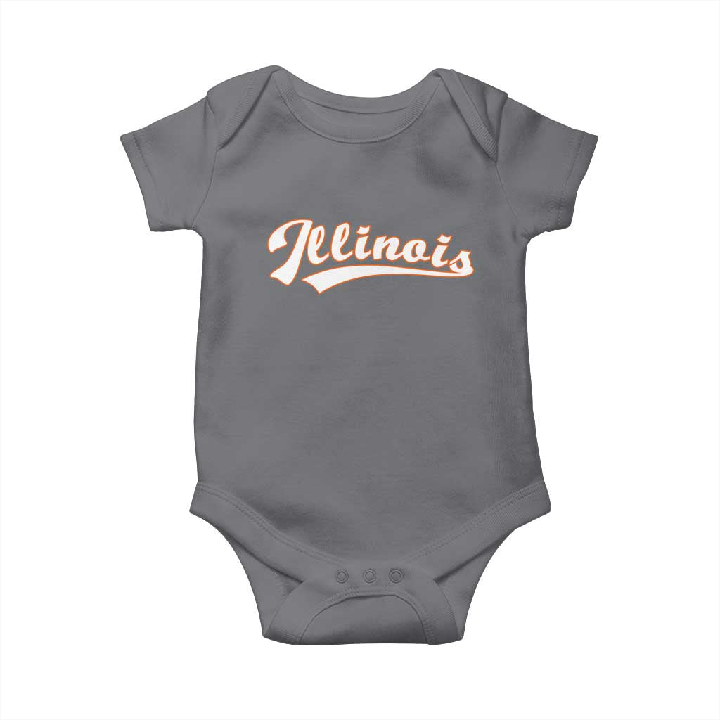 Illinois Vintage Orange Varsity Script Text Classic Sports Jersey Style Baby Onesie TS11 Charcoal Print Your Wear