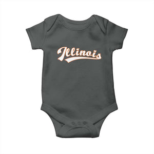 Illinois Vintage Orange Varsity Script Text Classic Sports Jersey Style Baby Onesie TS11 Dark Heather Print Your Wear