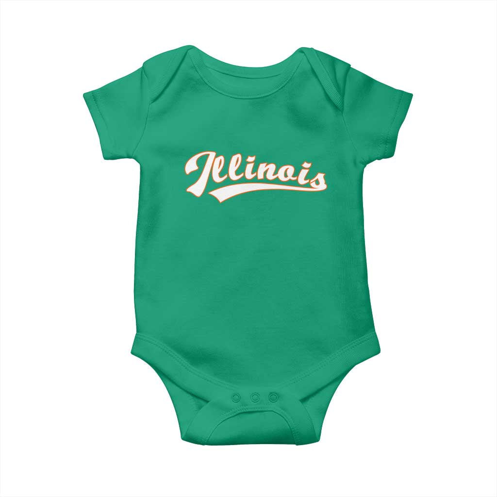 Illinois Vintage Orange Varsity Script Text Classic Sports Jersey Style Baby Onesie TS11 Irish Green Print Your Wear