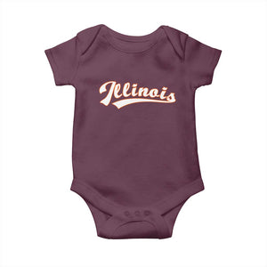 Illinois Vintage Orange Varsity Script Text Classic Sports Jersey Style Baby Onesie TS11 Maroon Print Your Wear