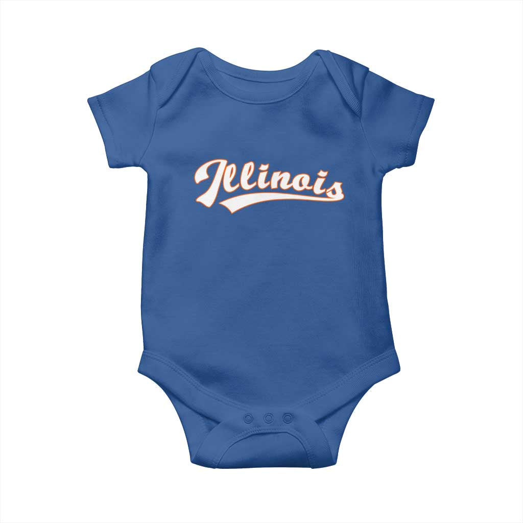 Illinois Vintage Orange Varsity Script Text Classic Sports Jersey Style Baby Onesie TS11 Royal Blue Print Your Wear