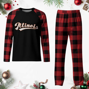 Illinois Vintage Orange Varsity Script Text Classic Sports Jersey Style Plaid Pajama Set TS11 Buffalo Plaid Print Your Wear