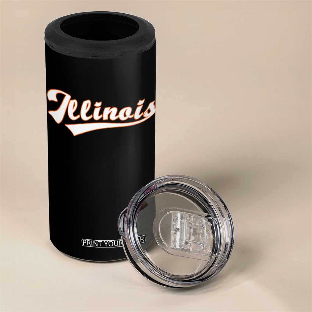 Illinois Vintage Orange Varsity Script Text Classic Sports Jersey Style 4 in 1 Can Cooler Tumbler TS11 Print Your Wear