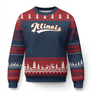 Illinois Vintage Orange Varsity Script Text Classic Sports Jersey Style Ugly Christmas Sweater TS11 Navy Red Print Your Wear