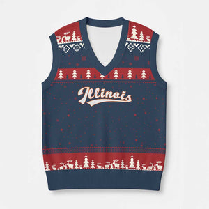 Illinois Vintage Orange Varsity Script Text Classic Sports Jersey Style V-Neck Knit Sweater Vest TS11 Navy Red Print Your Wear