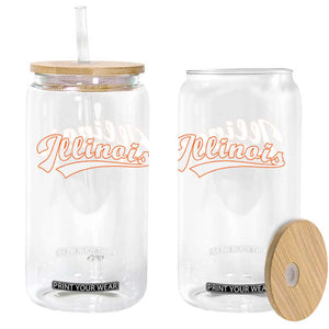 Illinois Vintage Orange Varsity Script Text Classic Sports Jersey Style Glass Can TS11 Print Your Wear
