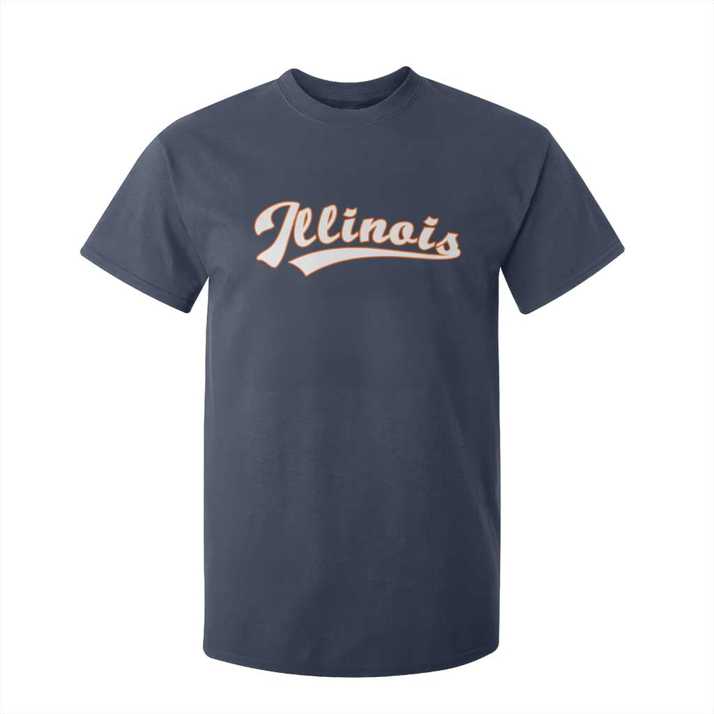 Illinois Vintage Orange Varsity Script Text Classic Sports Jersey Style T Shirt For Kid TS11 Navy Print Your Wear