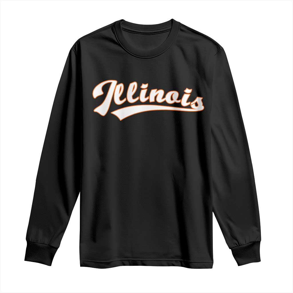 Illinois Vintage Orange Varsity Script Text Classic Sports Jersey Style Long Sleeve Shirt TS11 Black Print Your Wear