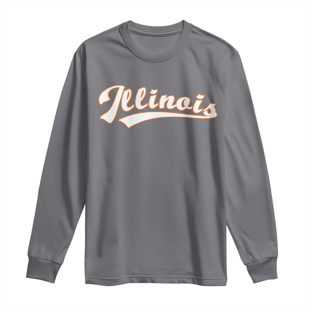 Illinois Vintage Orange Varsity Script Text Classic Sports Jersey Style Long Sleeve Shirt TS11 Charcoal Print Your Wear