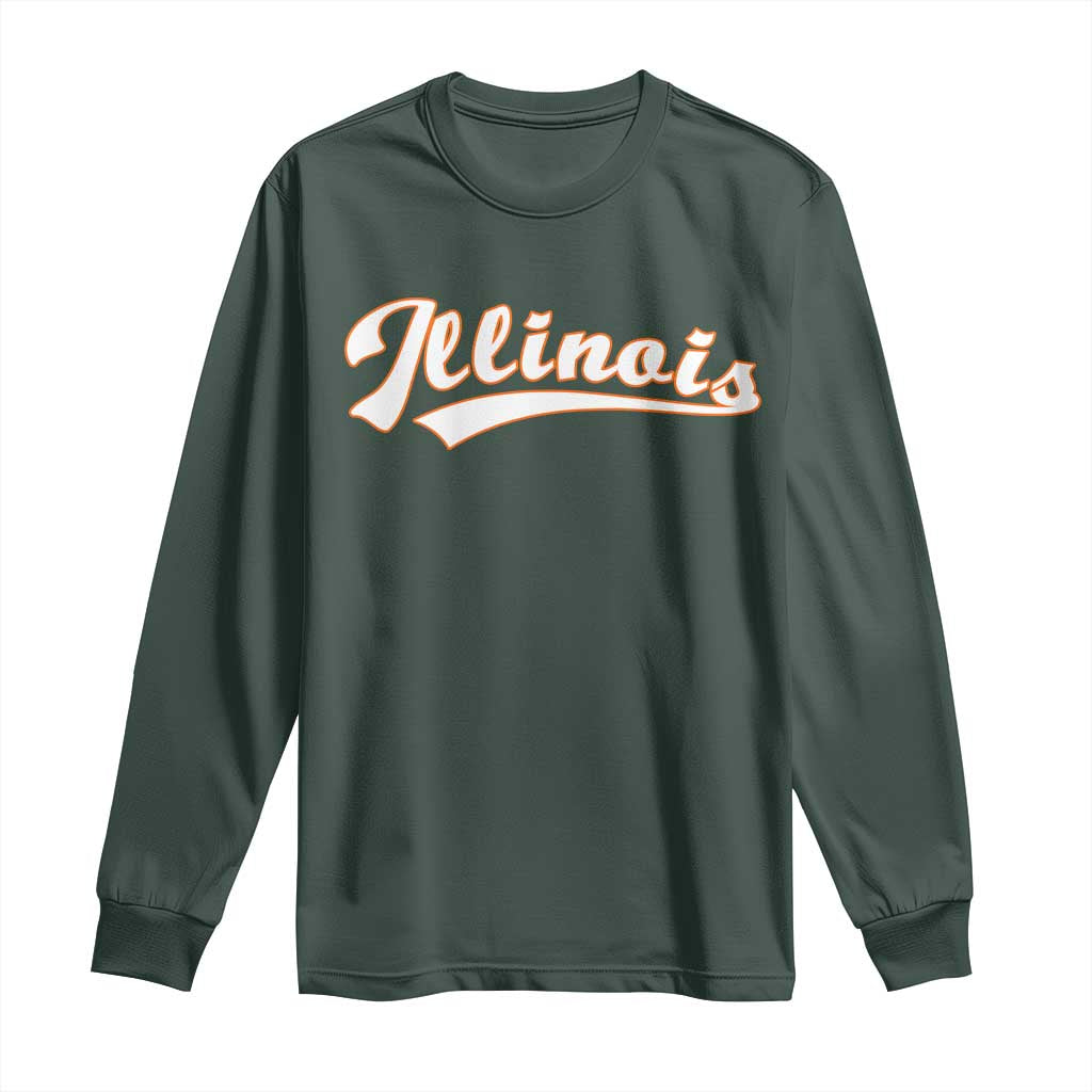 Illinois Vintage Orange Varsity Script Text Classic Sports Jersey Style Long Sleeve Shirt TS11 Dark Forest Green Print Your Wear