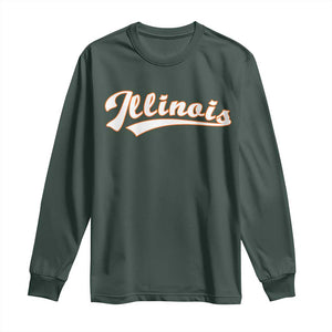 Illinois Vintage Orange Varsity Script Text Classic Sports Jersey Style Long Sleeve Shirt TS11 Dark Forest Green Print Your Wear