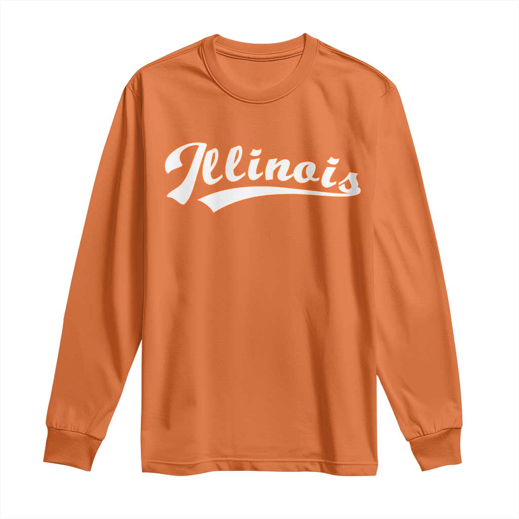 Illinois Vintage Orange Varsity Script Text Classic Sports Jersey Style Long Sleeve Shirt TS11 Orange Print Your Wear