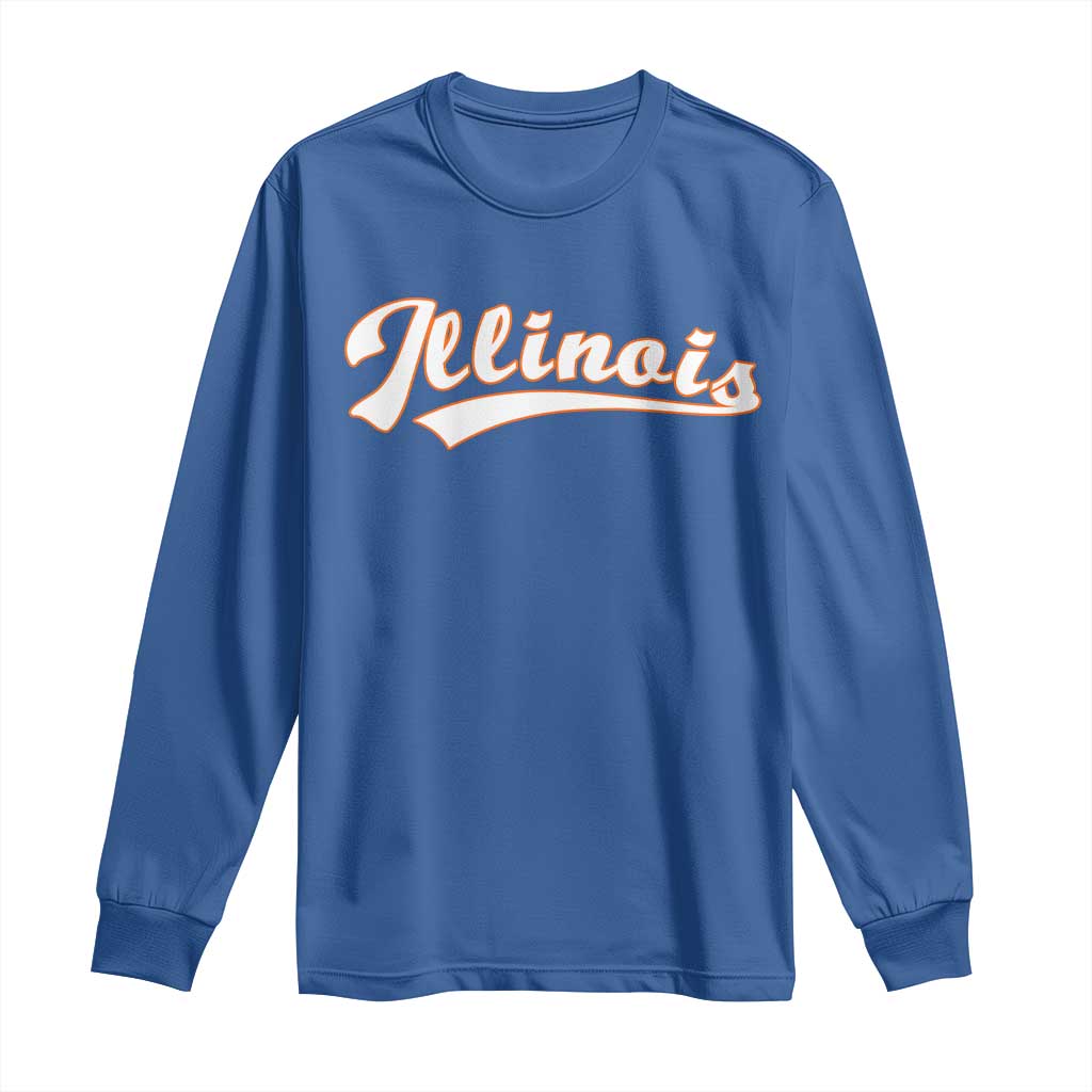 Illinois Vintage Orange Varsity Script Text Classic Sports Jersey Style Long Sleeve Shirt TS11 Royal Blue Print Your Wear