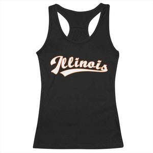 Illinois Vintage Orange Varsity Script Text Classic Sports Jersey Style Racerback Tank Top TS11 Black Print Your Wear