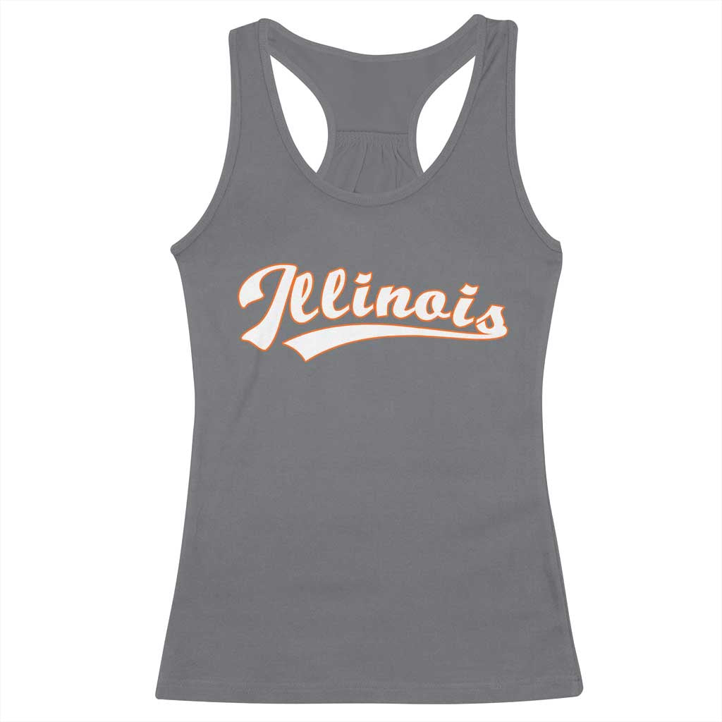 Illinois Vintage Orange Varsity Script Text Classic Sports Jersey Style Racerback Tank Top TS11 Charcoal Print Your Wear