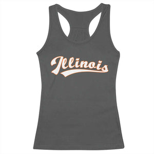 Illinois Vintage Orange Varsity Script Text Classic Sports Jersey Style Racerback Tank Top TS11 Dark Heather Print Your Wear