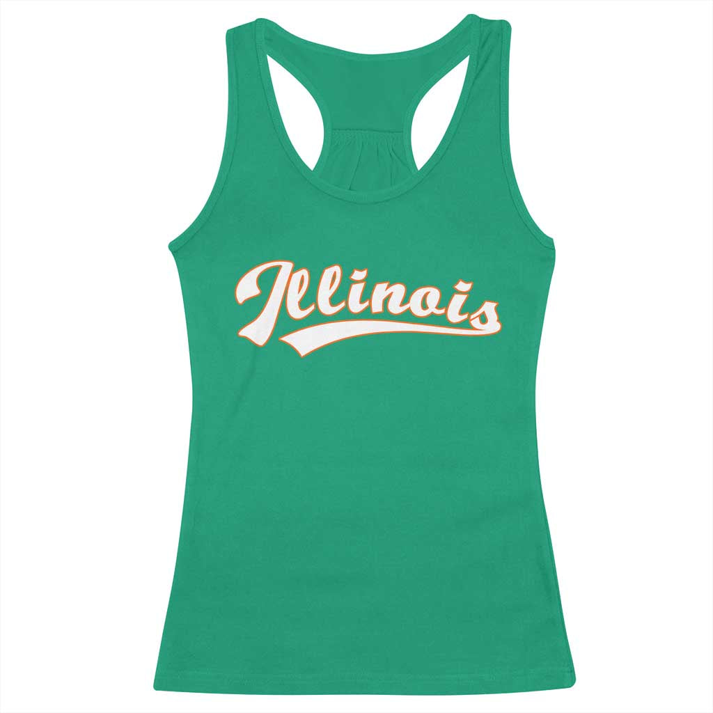 Illinois Vintage Orange Varsity Script Text Classic Sports Jersey Style Racerback Tank Top TS11 Irish Green Print Your Wear
