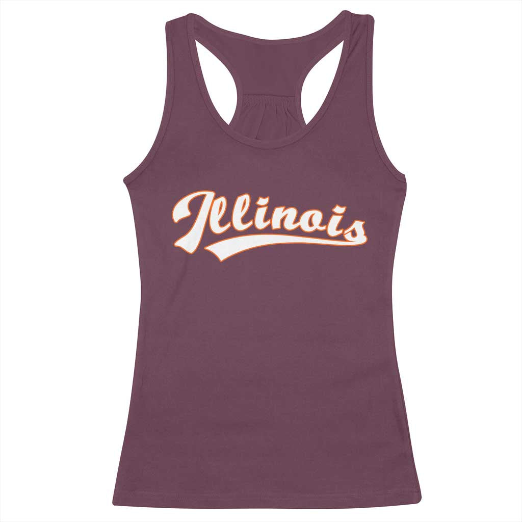 Illinois Vintage Orange Varsity Script Text Classic Sports Jersey Style Racerback Tank Top TS11 Maroon Print Your Wear
