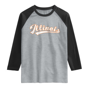 Illinois Vintage Orange Varsity Script Text Classic Sports Jersey Style Raglan Shirt TS11 Heather Gray Black Print Your Wear