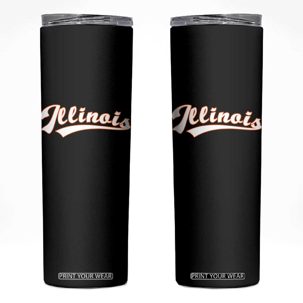 Illinois Vintage Orange Varsity Script Text Classic Sports Jersey Style Skinny Tumbler TS11 Black Print Your Wear