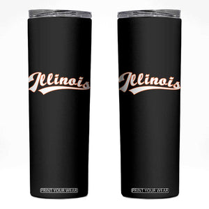 Illinois Vintage Orange Varsity Script Text Classic Sports Jersey Style Skinny Tumbler TS11 Black Print Your Wear