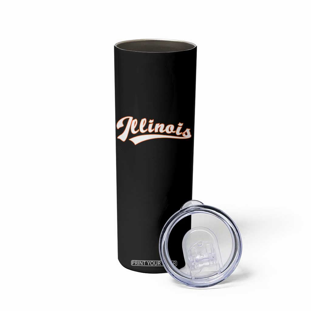 Illinois Vintage Orange Varsity Script Text Classic Sports Jersey Style Skinny Tumbler TS11 Print Your Wear
