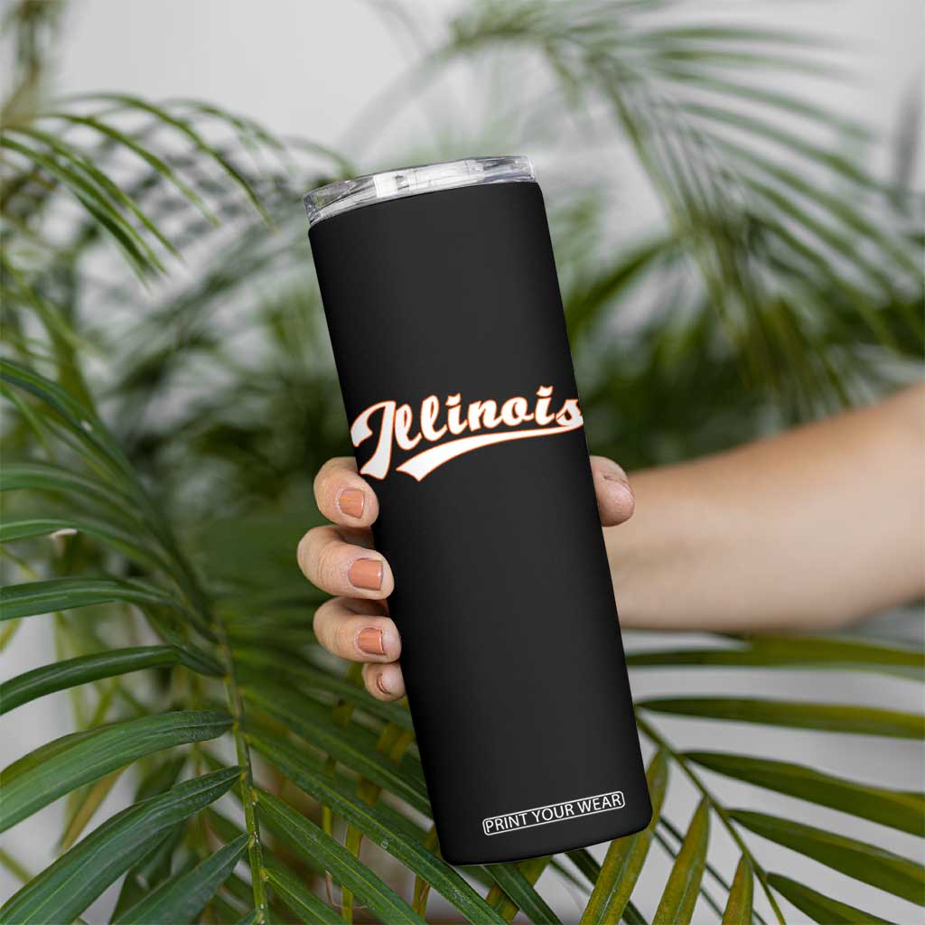 Illinois Vintage Orange Varsity Script Text Classic Sports Jersey Style Skinny Tumbler TS11 Print Your Wear
