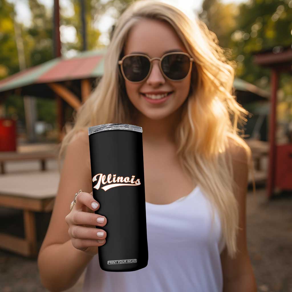 Illinois Vintage Orange Varsity Script Text Classic Sports Jersey Style Skinny Tumbler TS11 Print Your Wear