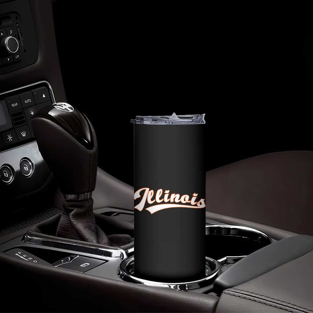Illinois Vintage Orange Varsity Script Text Classic Sports Jersey Style Skinny Tumbler TS11 Print Your Wear