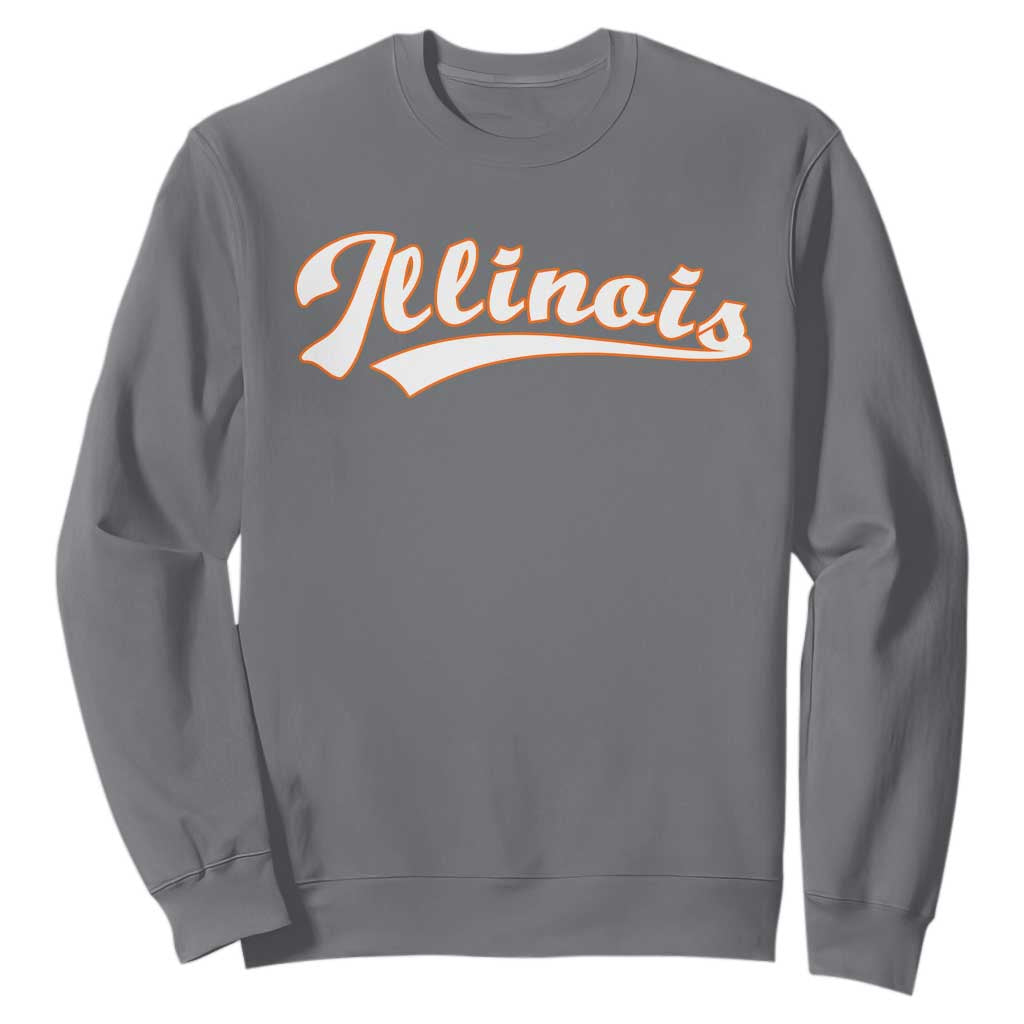 Illinois Vintage Orange Varsity Script Text Classic Sports Jersey Style Sweatshirt TS11 Charcoal Print Your Wear