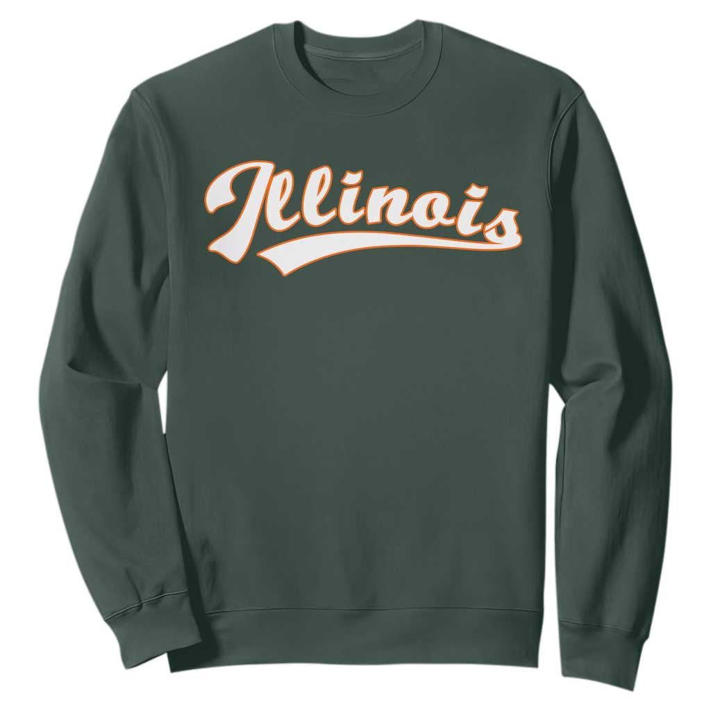 Illinois Vintage Orange Varsity Script Text Classic Sports Jersey Style Sweatshirt TS11 Dark Forest Green Print Your Wear