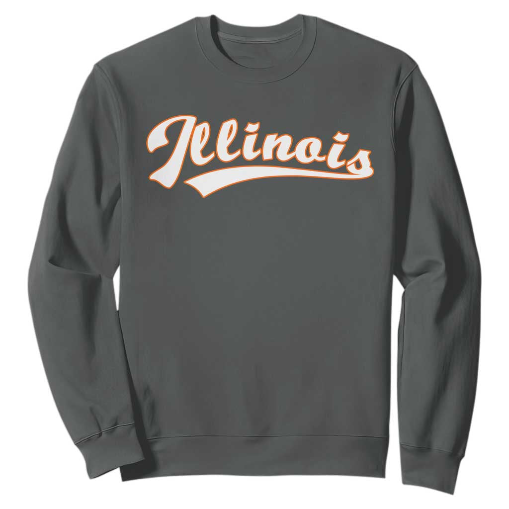 Illinois Vintage Orange Varsity Script Text Classic Sports Jersey Style Sweatshirt TS11 Dark Heather Print Your Wear