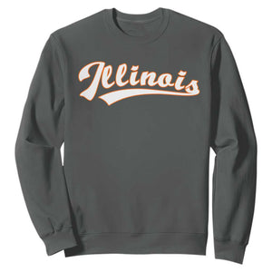 Illinois Vintage Orange Varsity Script Text Classic Sports Jersey Style Sweatshirt TS11 Dark Heather Print Your Wear