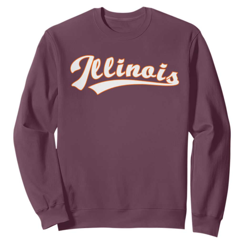 Illinois Vintage Orange Varsity Script Text Classic Sports Jersey Style Sweatshirt TS11 Maroon Print Your Wear